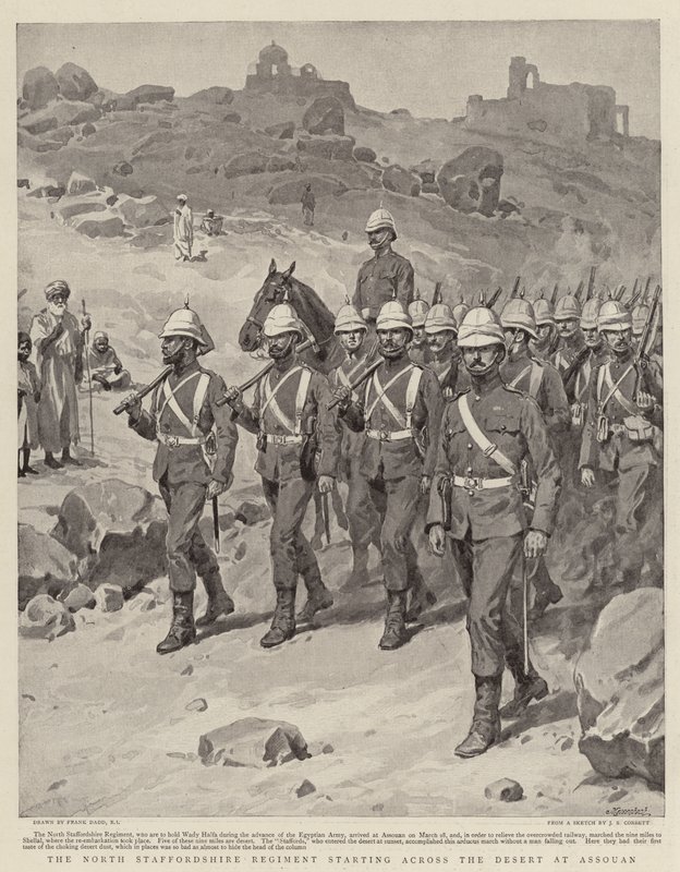 North Staffordshiren rykmentti alkaa Across the Desert Assouanista tekijältä Frank Dadd