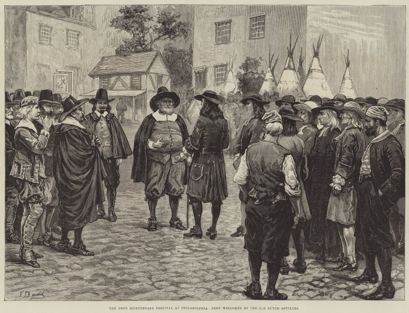 Penn Bicentenary Festival Philadelphiassa, Penn toivotti tervetulleeksi vanhat hollantilaiset uudisasukkaat tekijältä Frank Dadd