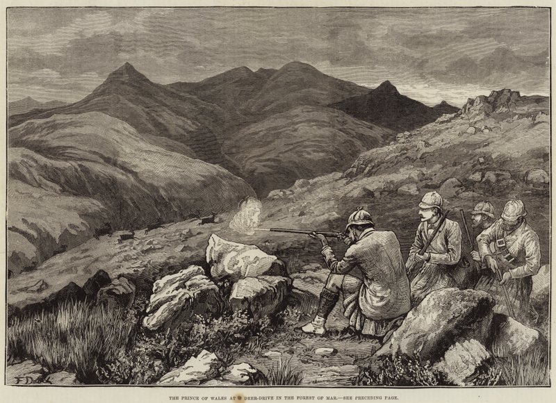 Walesin prinssi Deer-Drivessa Marin metsässä (Forest of Mar) tekijältä Frank Dadd