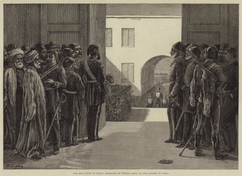 Egyptin vallankumous, Tewfik Pashan vastaanotto Kairon linnoituksessa tekijältä Frank Dadd