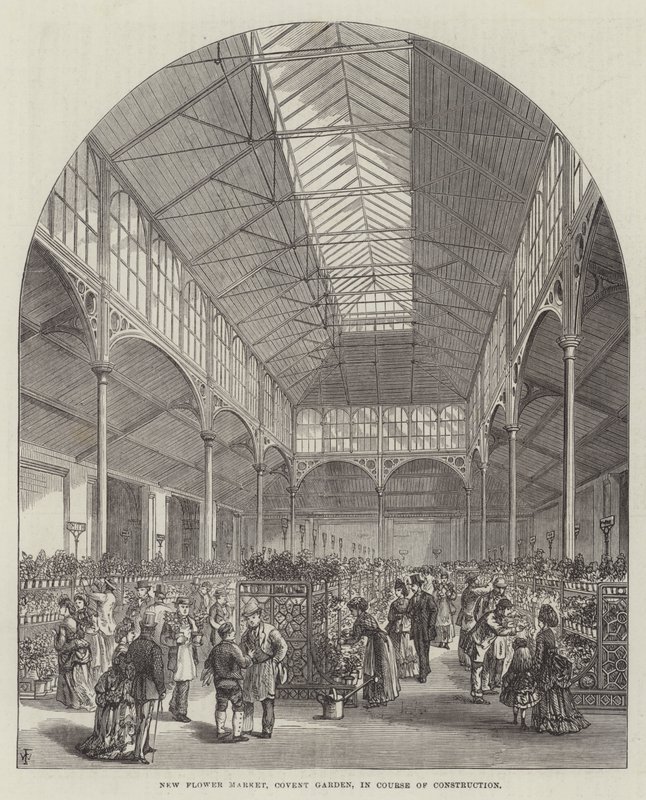 Uusi kukkatori, Covent Garden, rakennusvaiheessa tekijältä Frank Watkins