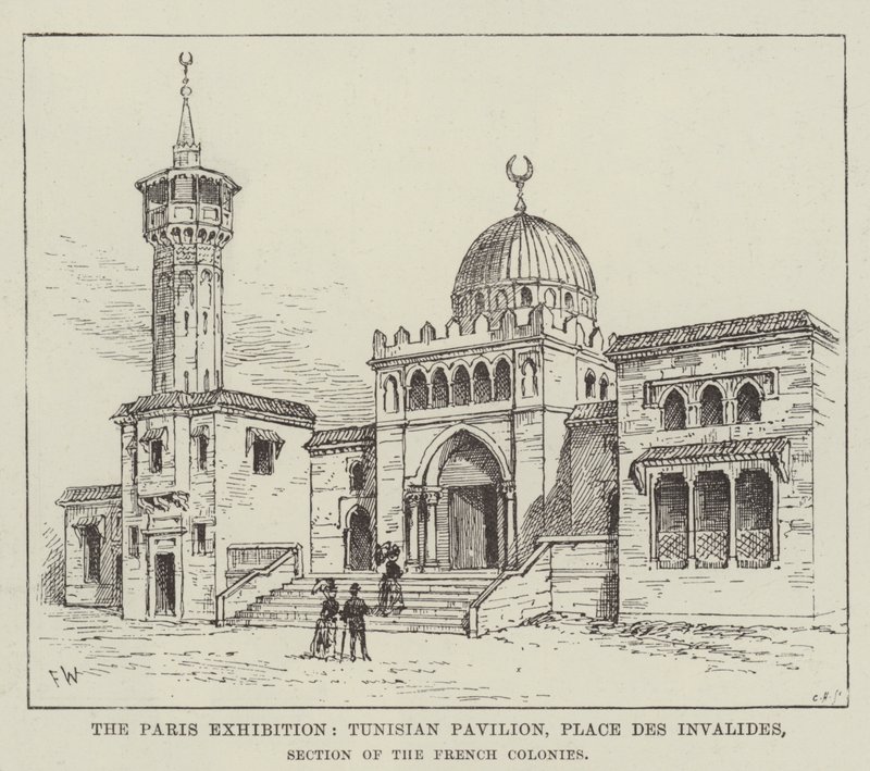 Pariisin näyttely, Tunisian paviljonki, Place des Invalides, Ranskan siirtokuntien osasto tekijältä Frank Watkins