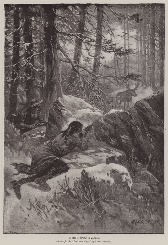 Hirvenmetsästys Kanadassa (kaiverrus) tekijältä Frank (after) Feller