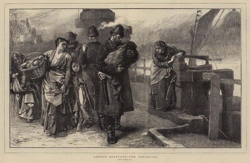 London Sketches, the Foundling (kaiverrus) tekijältä Frank (after) Holl