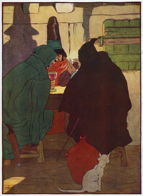 Kuvitus Babes in the Woodiin (väri litho) tekijältä Frank Adams