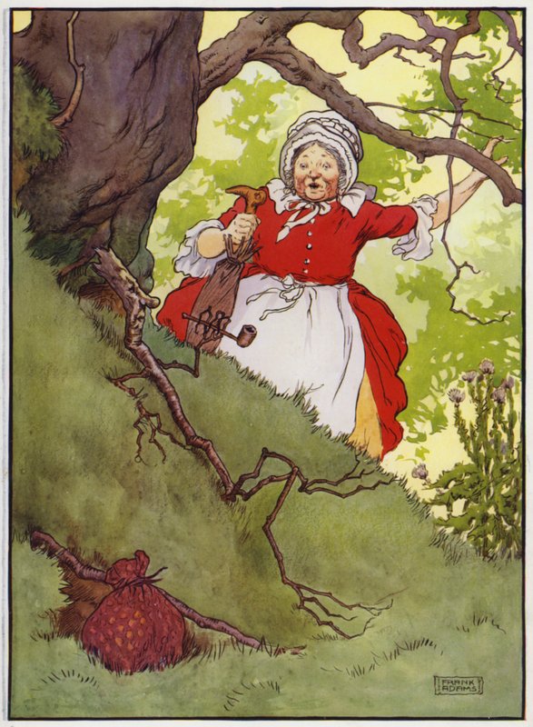 Kuvitus elokuvasta Old Dame Trot and Her Pig (väri litho) tekijältä Frank Adams