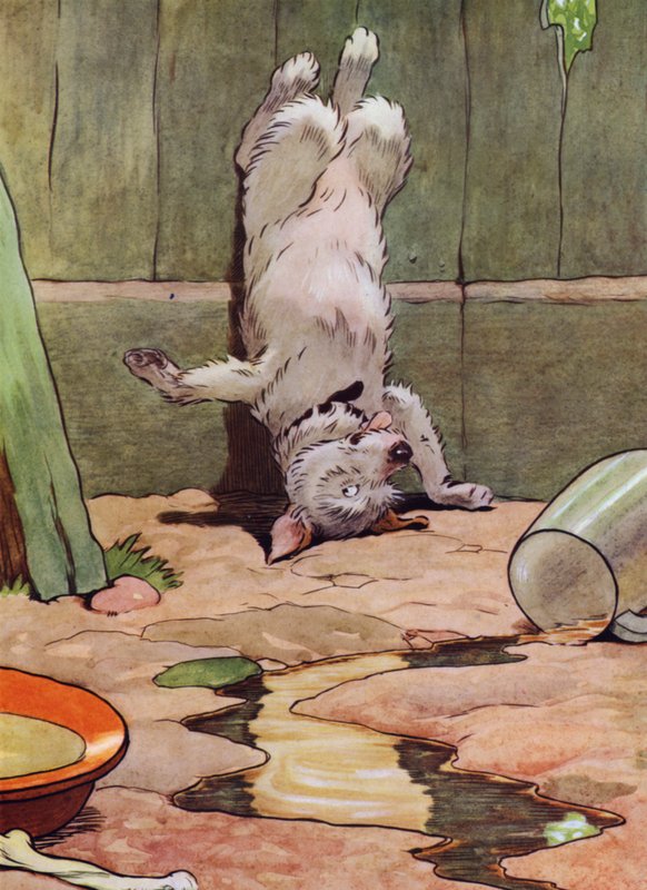 Kuvitus Old Mother Hubbardille (väri litho) tekijältä Frank Adams