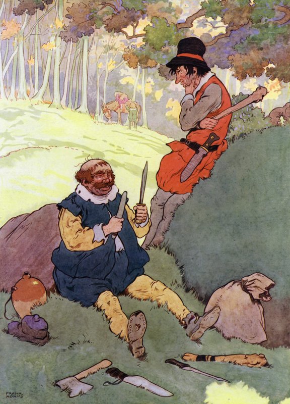Kuvitus teokseen The Babes in the Wood (väri litho) tekijältä Frank Adams