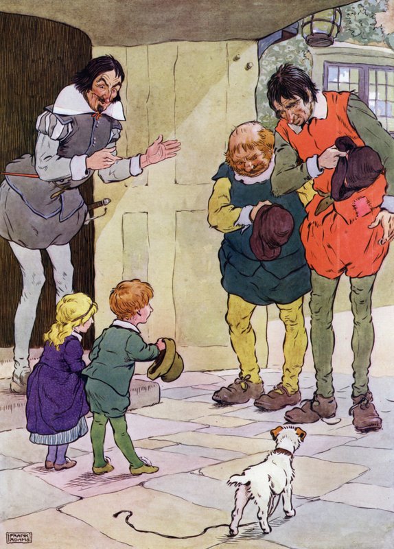 Kuvitus teokseen The Babes in the Wood (väri litho) tekijältä Frank Adams