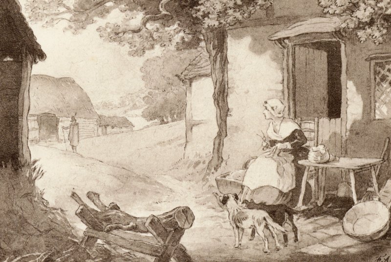 Kuvitus Matthew Arnoldin teokselle The Scholar-Gipsy (värilitho) tekijältä Frank Adams