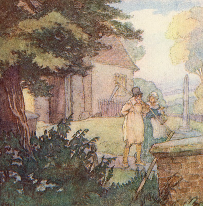 Kuvitus Matthew Arnoldin teokselle The Scholar-Gipsy (värilitho) tekijältä Frank Adams
