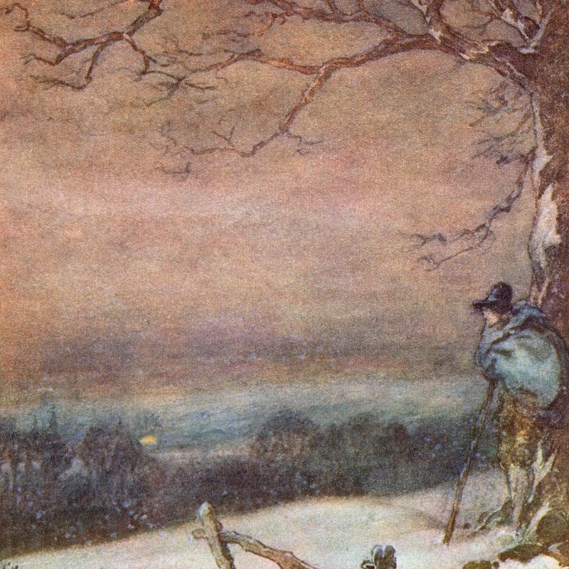 Kuvitus Matthew Arnoldin teokselle The Scholar-Gipsy (värilitho) tekijältä Frank Adams