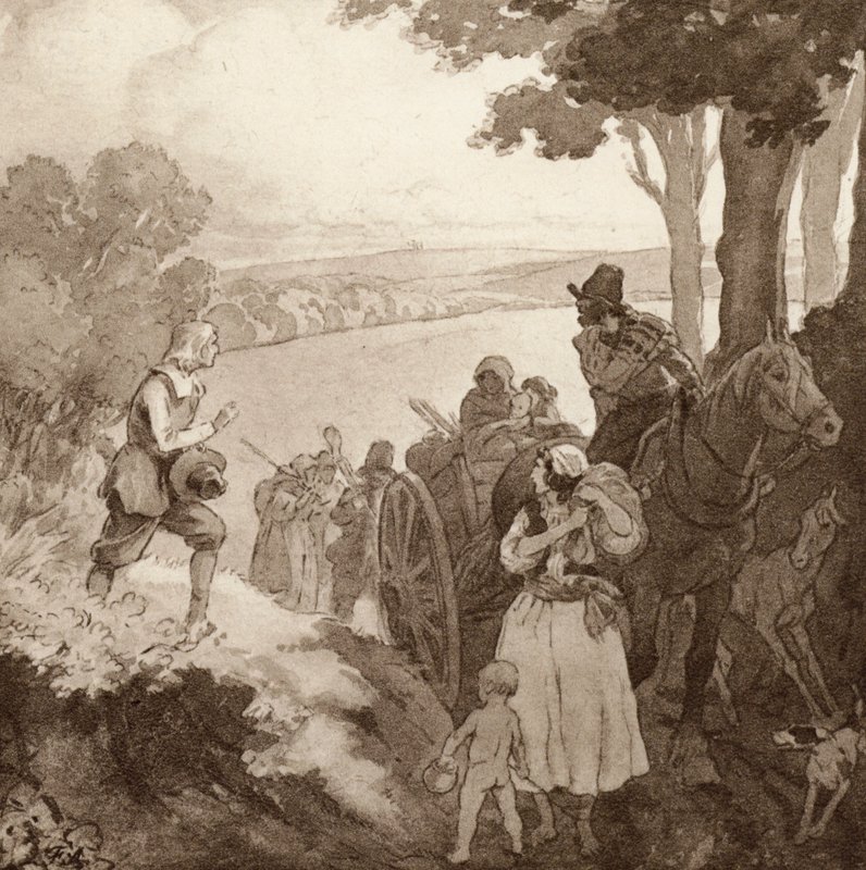 Kuvitus Matthew Arnoldin teokselle The Scholar-Gipsy (värilitho) tekijältä Frank Adams