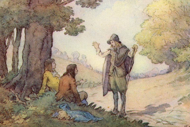 Kuvitus Matthew Arnoldin teokselle The Scholar-Gipsy (värilitho) tekijältä Frank Adams