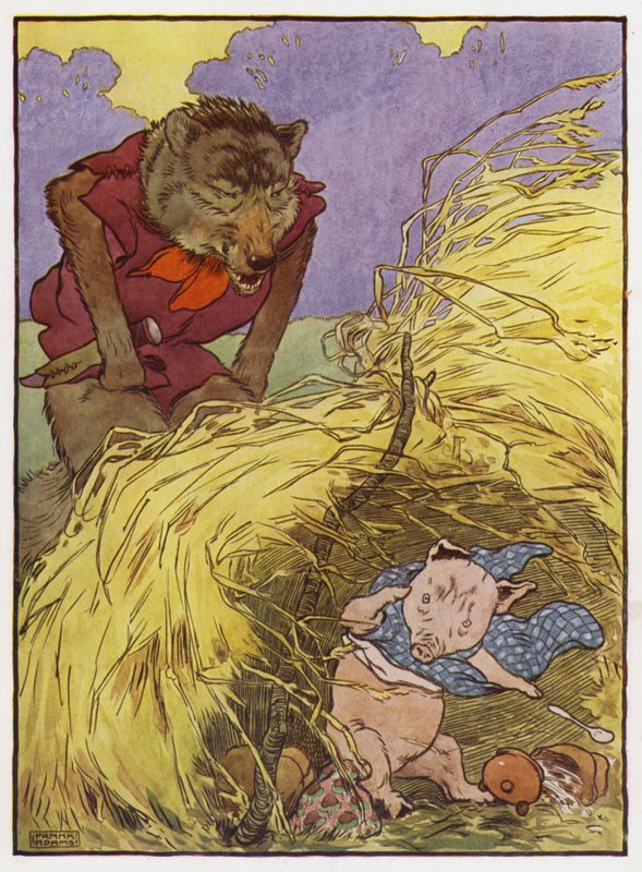 Kuvitus kolmelle porsaalle (väri litho) tekijältä Frank Adams