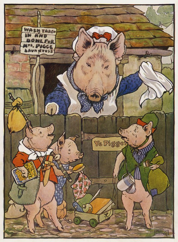 Kuvitus kolmelle porsaalle tekijältä Frank Adams
