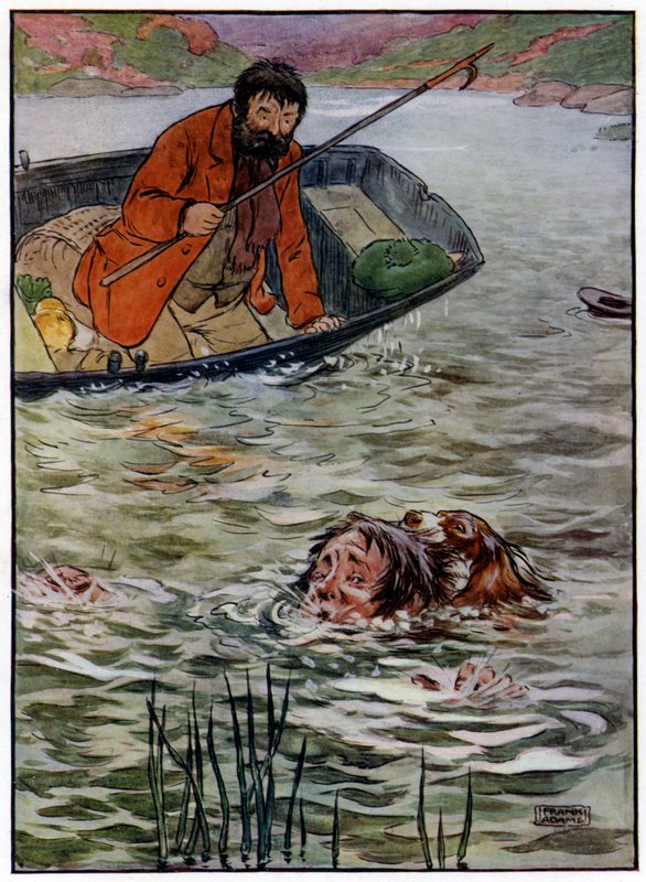 Kolme iloista kalastajaa (väri litho) tekijältä Frank Adams