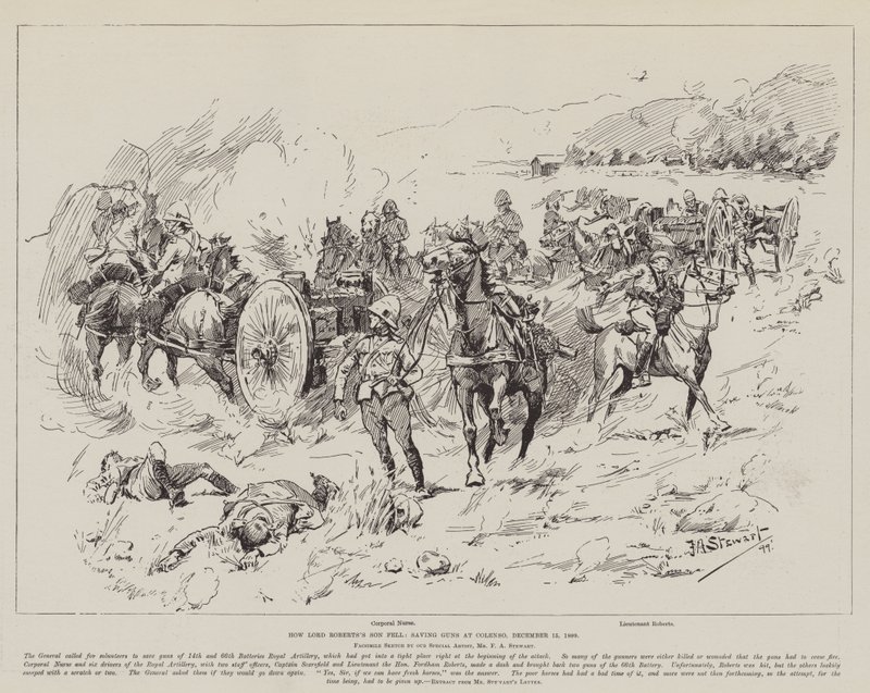 Kuinka Lord Robertsin poika kaatui pelastaen Gunsin Colensossa, 15. joulukuuta 1899 tekijältä Frank Algenon Stewart