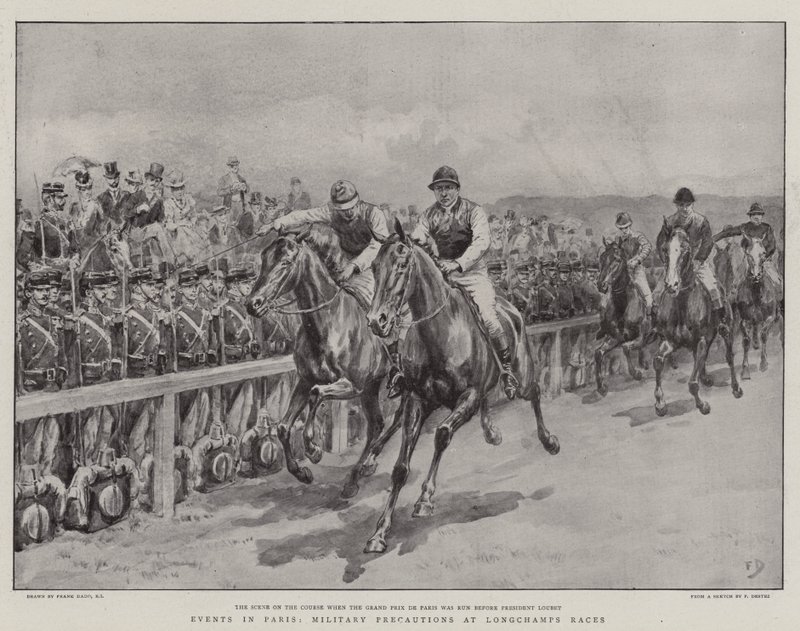 Tapahtumat Pariisissa, sotilaalliset varotoimet Longchamps Racesissa tekijältä Frank Dadd