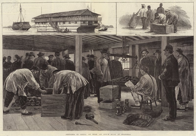 Luonnoksia Kiinassa, Oopium Hulkilla Shanghaissa tekijältä Frank Dadd