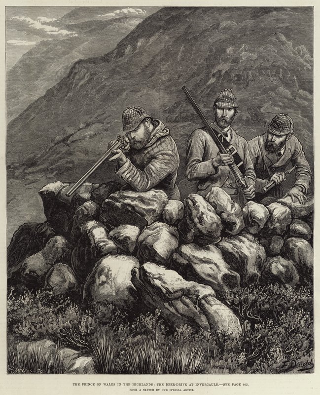 Walesin prinssi ylämailla, Deer-Drive Invercauldissa tekijältä Frank Dadd