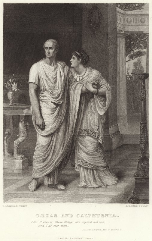 Caesar ja Calphurnia, Julius Caesar, II näytös, kohtaus II. tekijältä Frank Dicksee