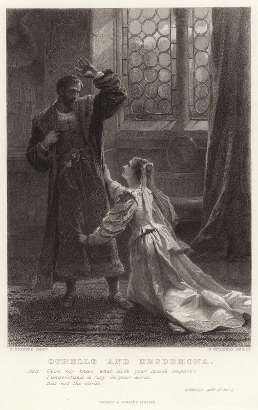 Othello ja Desdemona, Othello, Act IV, Sc 2 tekijältä Frank Dicksee