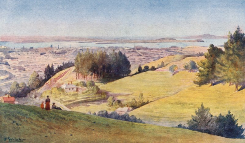 Uusi-Seelanti: Auckland (värillinen litografia) tekijältä Frank H Wright