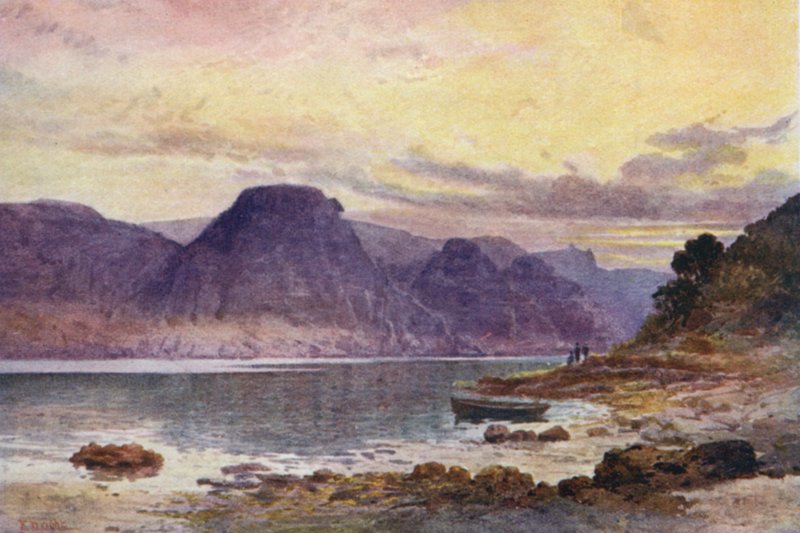 Uusi-Seelanti: Okahumoko Bay, Whangaroa (värilitografia). tekijältä Frank H Wright