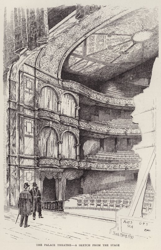 Palace Theatren sisätilat, Lontoo (litho) tekijältä Frank Murray