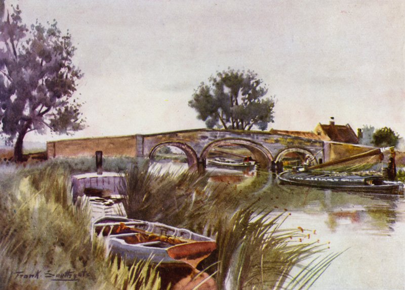 Norfolk Broads: Acle Bridge (väri litho) tekijältä Frank Southgate