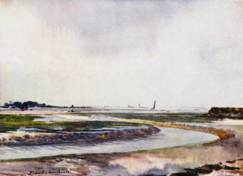 Norfolk Broads: Breydon, Low Water (väri litho) tekijältä Frank Southgate