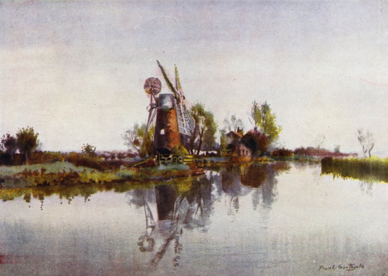Norfolk Broads: Drainage Mill on the Ant (väri litho) tekijältä Frank Southgate