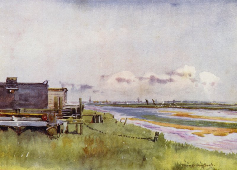 Norfolk Broads: Yarmouth Breydonista (väri litho) tekijältä Frank Southgate