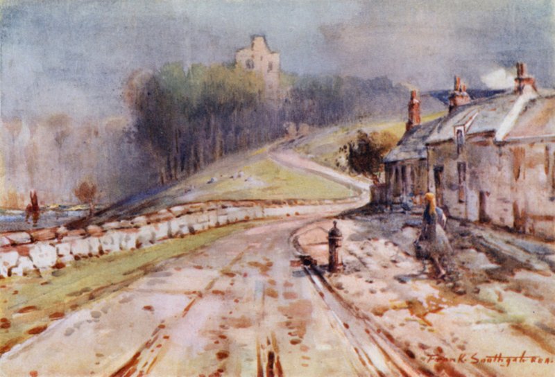 Norham Castle (väri litho) tekijältä Frank Southgate
