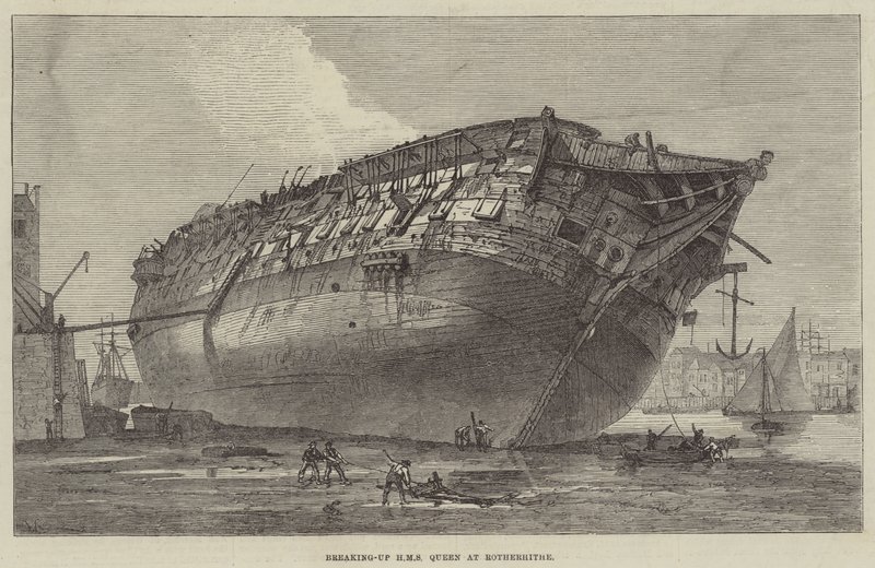 HMS Queenin hajottaminen Rotherhitheessä tekijältä Frank Watkins