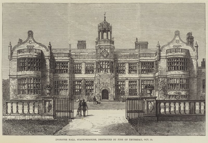 Ingestre Hall, Staffordshire, tuhoutui tulipalossa torstaina 12. lokakuuta tekijältä Frank Watkins