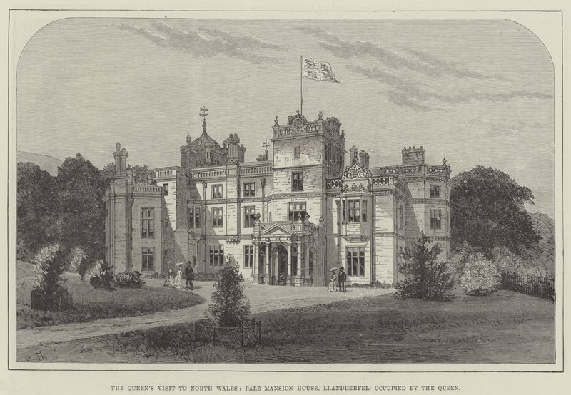Kuningattaren vierailu Pohjois-Walesiin, Pale Mansion House, Llandderfel, kuningattaren miehittämä tekijältä Frank Watkins
