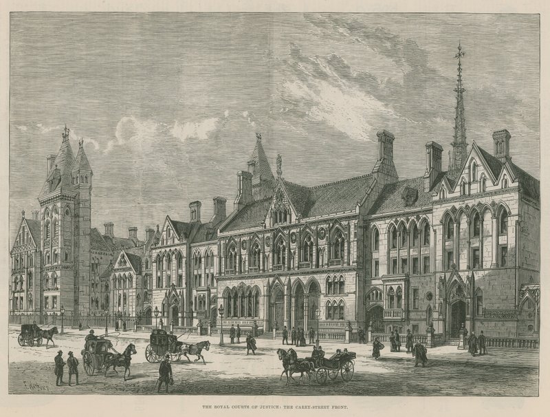 Royal Courts of Justice: Carey Streetin eturintama (kaiverrus) tekijältä Frank Watkins