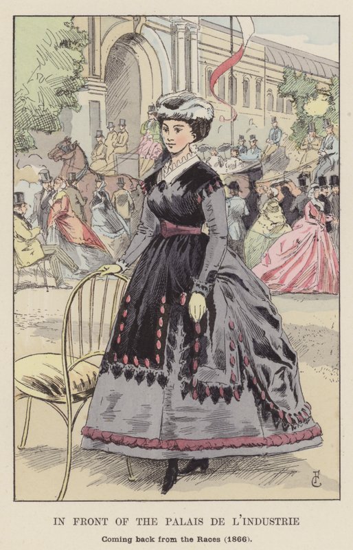 Palais de lIndustrien edessä, palattuaan Racesista, 1866 tekijältä François Courboin