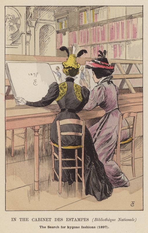 Cabinet des Estampes, Bibliotheque Nationale, menneiden muodin etsintä, 1897 tekijältä François Courboin