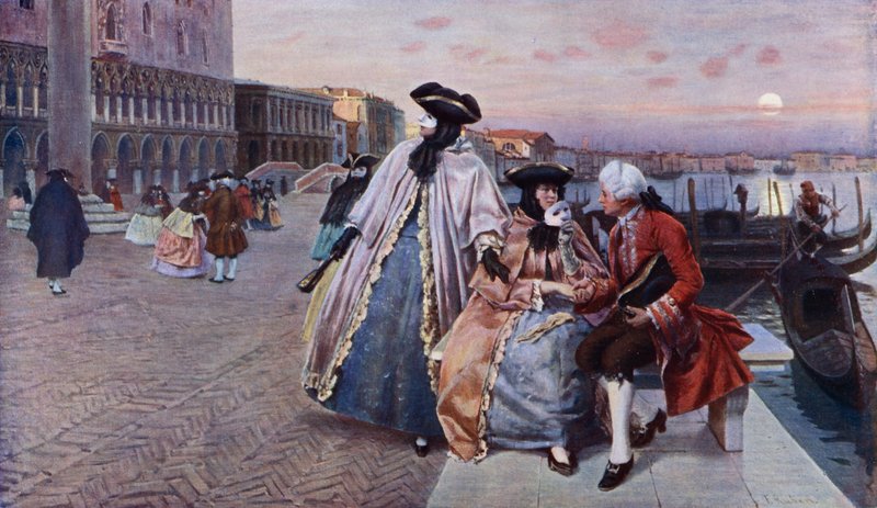 Ballin jälkeen, Venetsia (väri litho) tekijältä Franz Leo Ruben