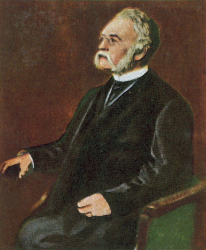 Werner von Siemens, saksalainen keksijä ja teollisuusmies (värilitografia). tekijältä Franz Seraph von (after) Lenbach