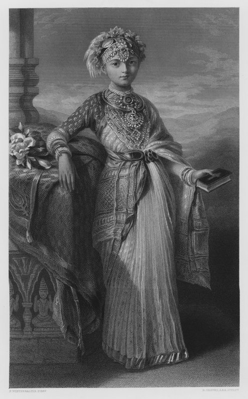 Coorgin prinsessa Victoria Gouramma, kuvasta kuninkaallisesta kokoelmasta tekijältä Franz Xaver after Winterhalter