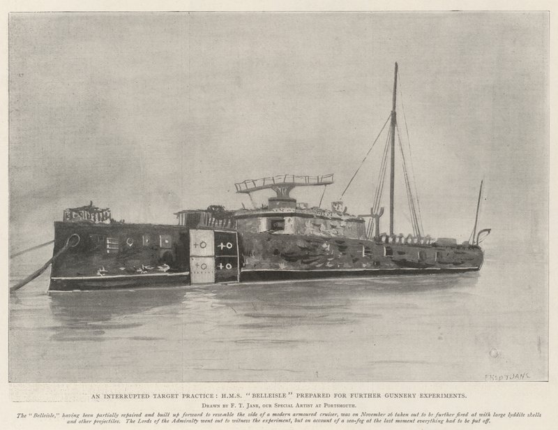 Keskeytetty tavoiteharjoitus, HMS Belleisle valmistautui uusiin tykistökokeisiin tekijältä Fred T. Jane