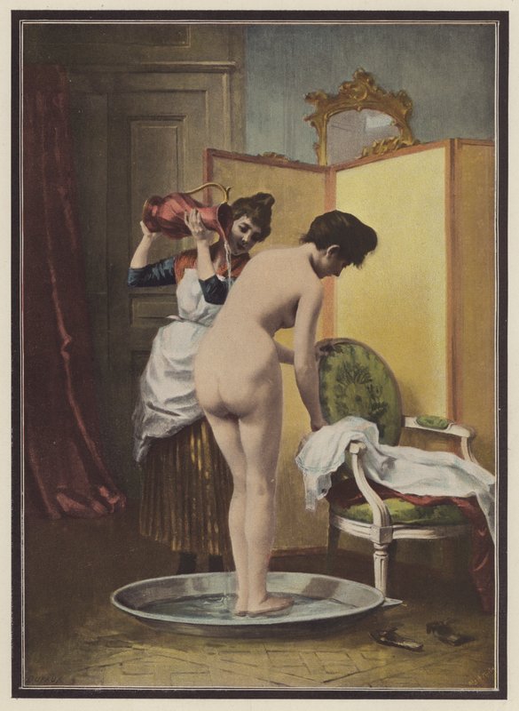 Nainen wc:ssä (väri litho) tekijältä Frederic Dufaux