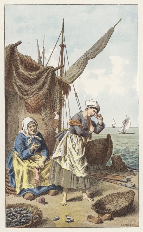 Sinisimpukoiden kalastus (väri litho) tekijältä Frederic Theodore (after) Lix