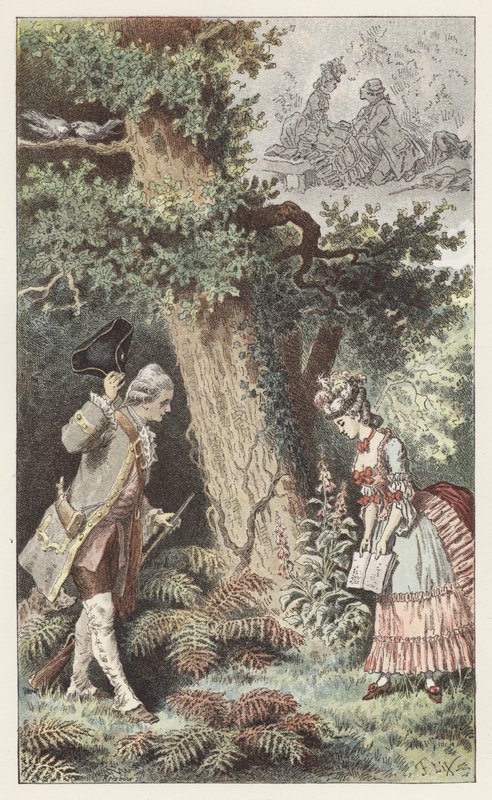 Mennään tähän viehättävään puuhun (väri litho) tekijältä Frederic Theodore (after) Lix