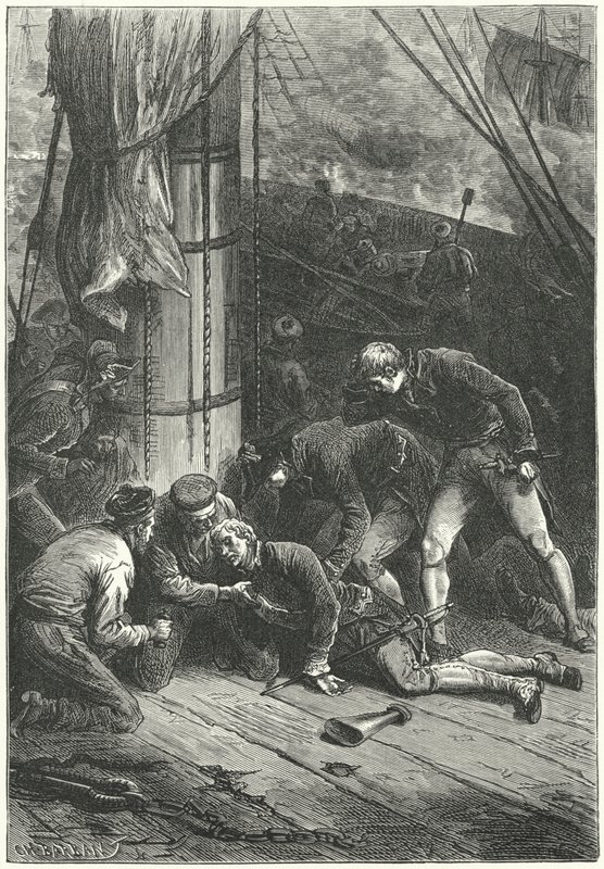 Admiral Lord Nelsonin kuolema Trafalgarin taistelussa tekijältä Frederic Theodore (after) Lix