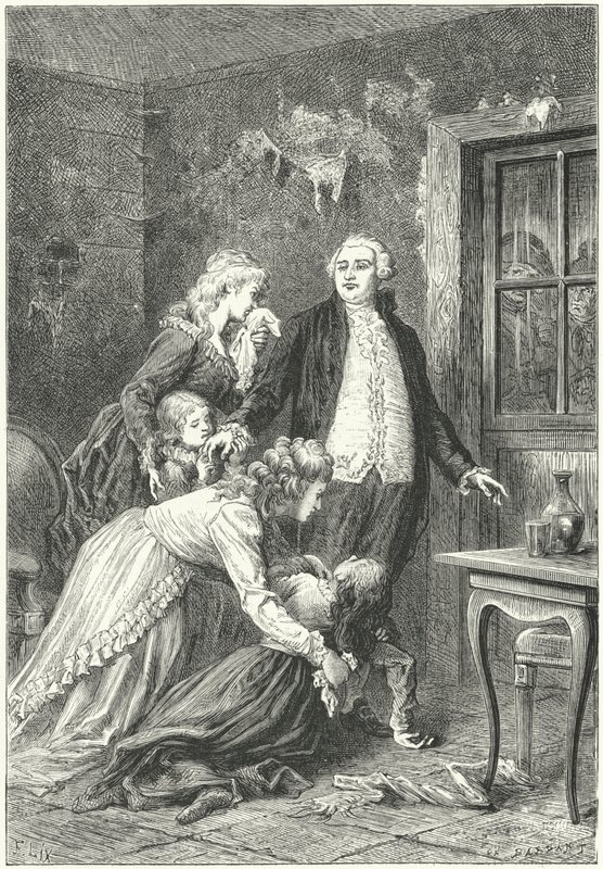 Ludvig XVI hyvästelee perhettään ennen teloitustaan tekijältä Frederic Theodore (after) Lix